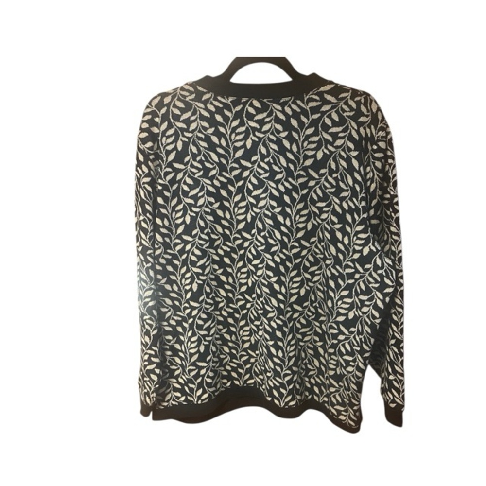 Eccotoo Vintage Metallic Leaf Print Cardigan Sweater - Picture 3 of 6